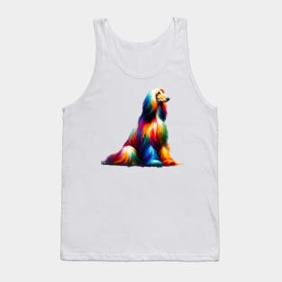 Vibrant Afghan Hound in Colorful Splashed Paint Tank Top